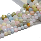 Faceted Morganites Round Stone Beads for Jewelry Making 15''