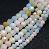 Faceted Morganites Round Stone Beads for Jewelry Making 15''