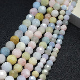 Faceted Morganites Round Stone Beads for Jewelry Making 15''