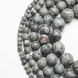 Faceted Grey Map Stone Loose Beads for Jewelry Making DIY Bracelet Accessories