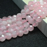 Natural Faceted Pink Rose Quartz Stone Beads 6/8MM 15''