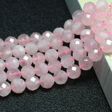 Natural Faceted Pink Rose Quartz Stone Beads 6/8MM 15''
