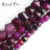 Faceted Purple Agates Stone Beads Round Loose Spacer Beads 15'' DIY Jewelry