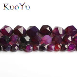 Faceted Purple Agates Stone Beads Round Loose Spacer Beads 15'' DIY Jewelry
