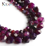 Faceted Purple Agates Stone Beads Round Loose Spacer Beads 15'' DIY Jewelry