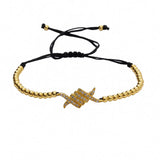 Adjustable Rope Bracelet with Clear Zircon Charms & 24k Beads