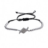 Adjustable Rope Bracelet with Clear Zircon Charms & 24k Beads