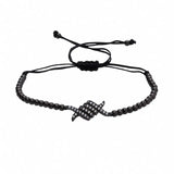 Adjustable Rope Bracelet with Clear Zircon Charms & 24k Beads