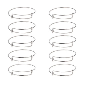 10 Pcs/ Lot Silver & Rhodium Plated Charm Bracelets & Bangles Jewelry