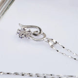925 Silver Necklace Purple Zircon Flowers Choker Jewelry