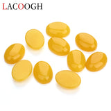 10pcs Yellow Stone Beads 10x14 13x18mm Flat Back Oval Cabochons for Jewelry
