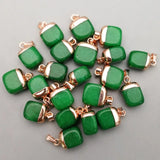 12pcs Malayjade Stone Electroplate Golden Pendants for Jewelry Making