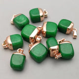 12pcs Malayjade Stone Electroplate Golden Pendants for Jewelry Making