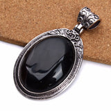 Oval Pendants Natural Stone Alloy Charms for Necklaces
