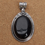 Oval Pendants Natural Stone Alloy Charms for Necklaces
