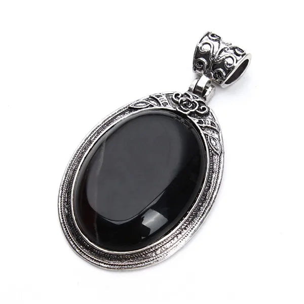 Oval Pendants Natural Stone Alloy Charms for Necklaces