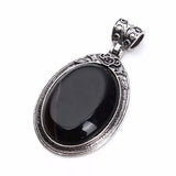 Oval Pendants Natural Stone Alloy Charms for Necklaces
