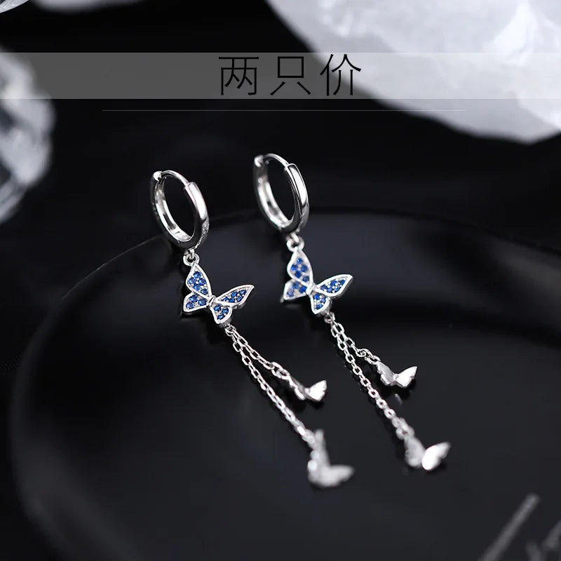 925 Silver Butterfly Hoop Earrings, Unisex Party Jewelry