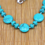 Natural Turquoises Oblate Power Stone Necklace