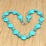 Natural Turquoises Oblate Power Stone Necklace