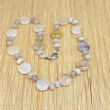 Natural Grey Agates Oblate Jewelry Power Stone Necklace