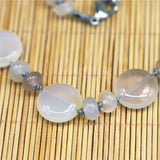 Natural Grey Agates Oblate Jewelry Power Stone Necklace