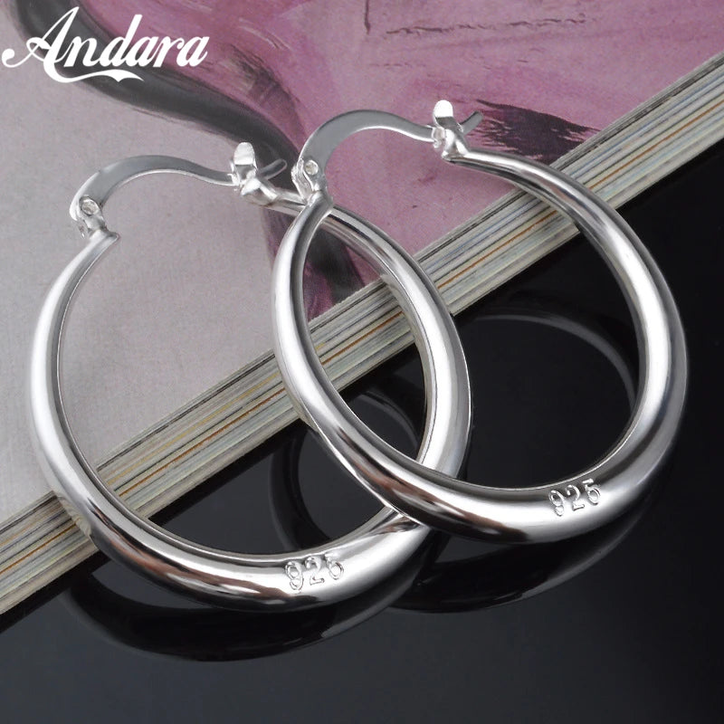 925 Sterling Silver Round Earrings, Women's Jewelry
