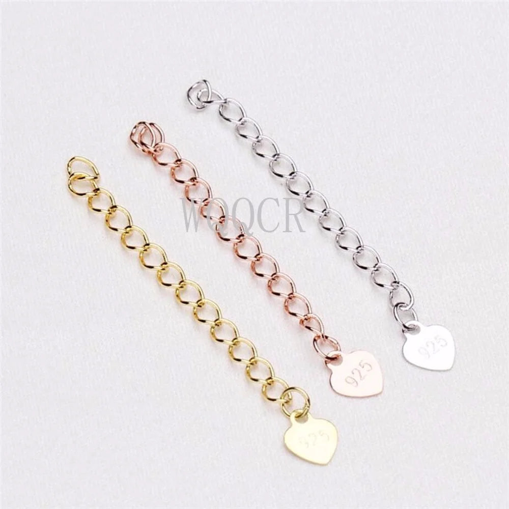 925 Silver/Gold Extension Chains with Heart Tag for Jewelry