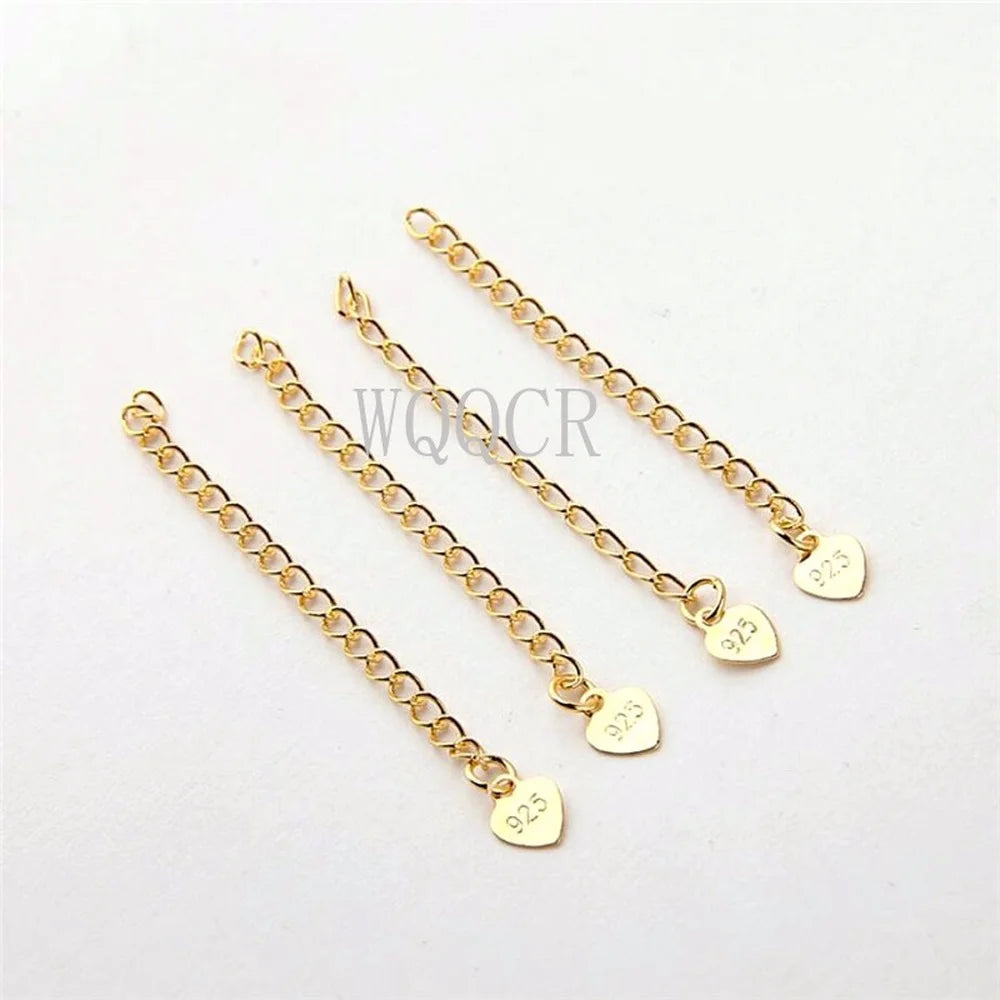 925 Silver/Gold Extension Chains with Heart Tag for Jewelry
