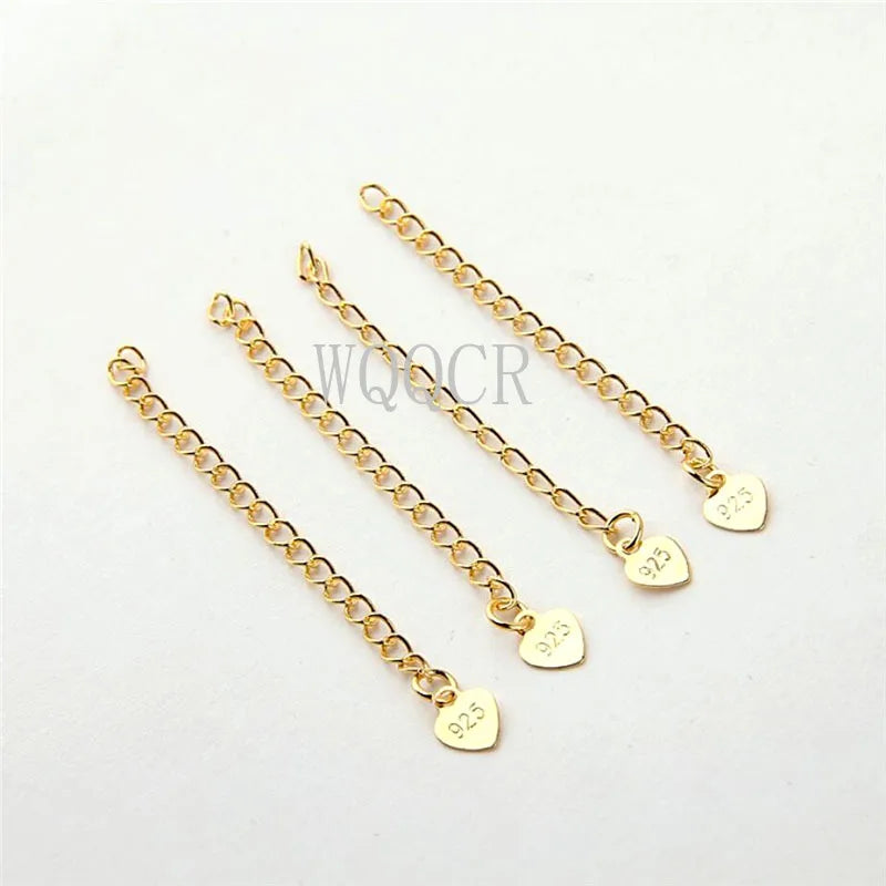 925 Silver/Gold Extension Chains with Heart Tag for Jewelry