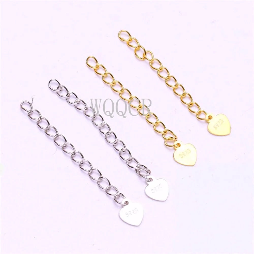 925 Silver/Gold Extension Chains with Heart Tag for Jewelry