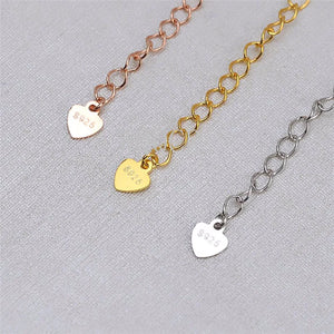 925 Silver/Gold Extension Chains with Heart Tag for Jewelry