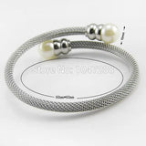 Pearl Jewelry Cuff Bracelet Stainless Steel Net Chain Bracelet