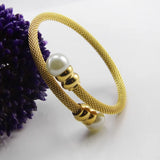 Pearl Jewelry Cuff Bracelet Stainless Steel Net Chain Bracelet