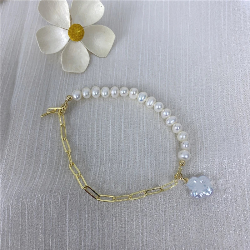 Potato Shape Pearl Bracelet for Girls