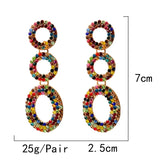 Metal Colorful Crystals Dangle Drop Earrings Fine Jewelry Accessories