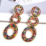 Metal Colorful Crystals Dangle Drop Earrings Fine Jewelry Accessories