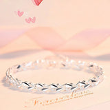 Silver Heart Charm Bracelet & Bangle for Women Girls