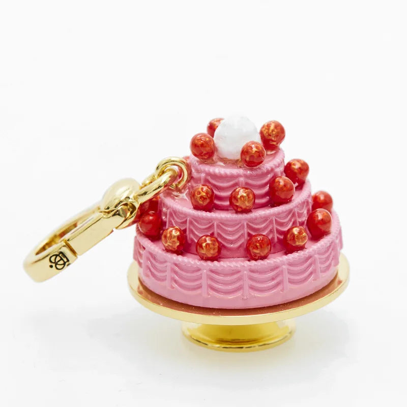 Pink Three-Layer Cake Pendant Hipster Enamel Strawberry Pendant