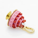 Pink Three-Layer Cake Pendant Hipster Enamel Strawberry Pendant