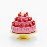 Pink Three-Layer Cake Pendant Hipster Enamel Strawberry Pendant