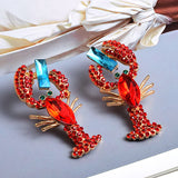 Red Crystal Metal Earrings Statement Fine Drop Earring High-quality Jewelry