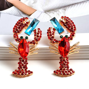 Red Crystal Metal Earrings Statement Fine Drop Earring High-quality Jewelry