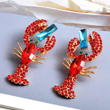 Red Crystal Metal Earrings Statement Fine Drop Earring High-quality Jewelry