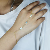 Enamel Evil Eye Charm Long Chain Women Slave Bracelet