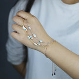 Enamel Evil Eye Charm Long Chain Women Slave Bracelet