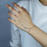 Enamel Evil Eye Charm Long Chain Women Slave Bracelet