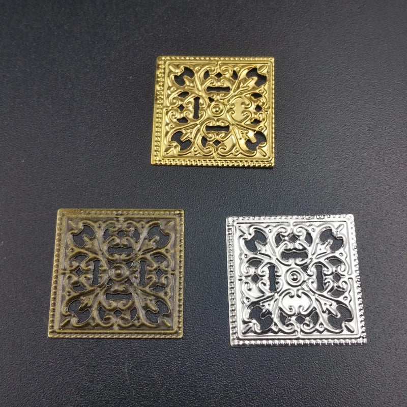Filigree Square Hollow Embellishments Findings Jewelry Ornaments