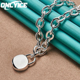 925 Sterling Silver Round Lock Pendant Necklace Charm Jewelry