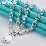 925 Sterling Silver Round Lock Pendant Necklace Charm Jewelry